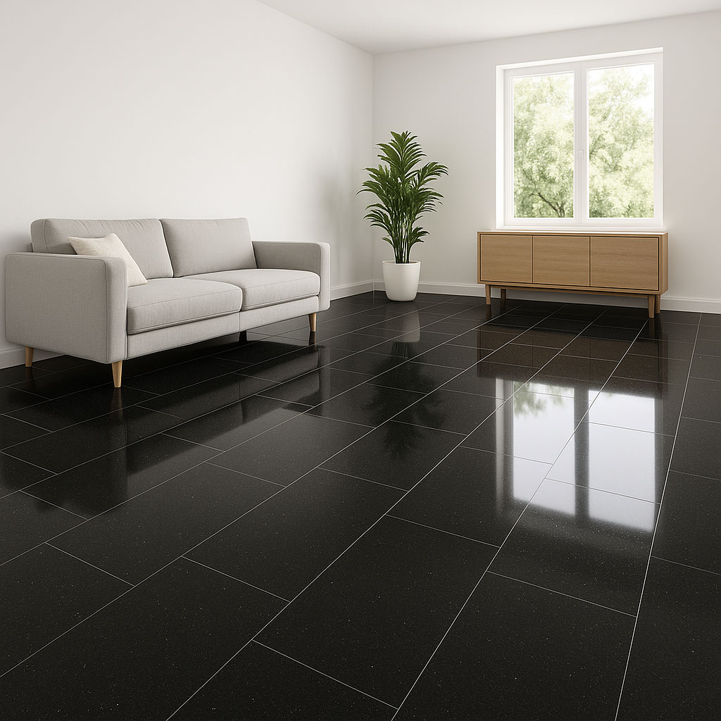 indian black granitfliesen verlegt